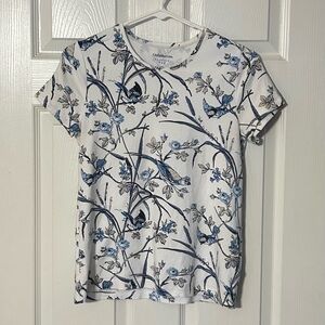 Croft & Barrow Classic White Tee with Bird Design